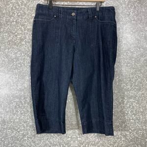 Dalia Collection Women's Dark Wash Denim Capris - Plus Size 14W - Bermuda Shorts